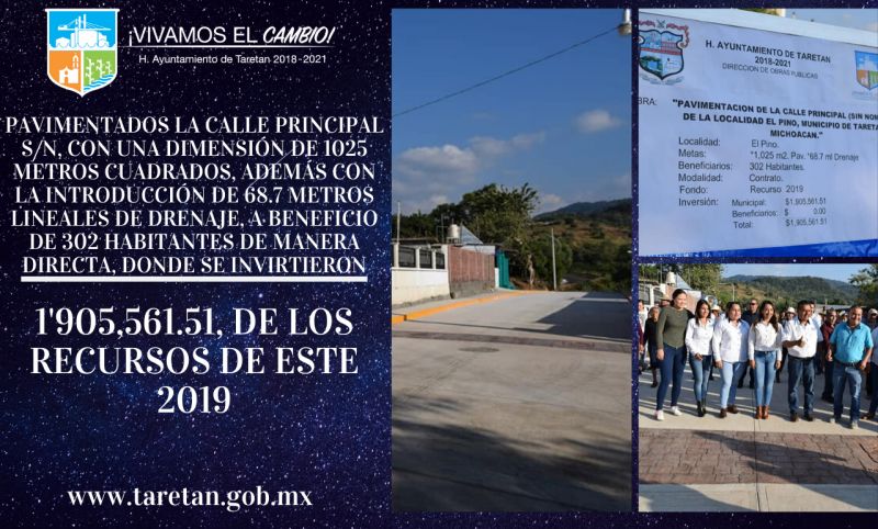 PAVIMENTACIÓN DE LA CALLE PRINCIPAL DEL PINO