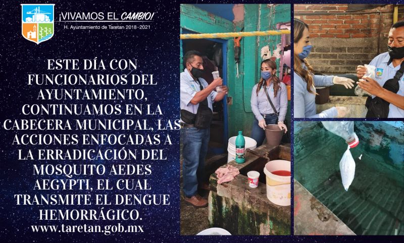 acciones enfocadas a la erradicación del mosquito Aedes Aegypti, el cual transmite el dengue